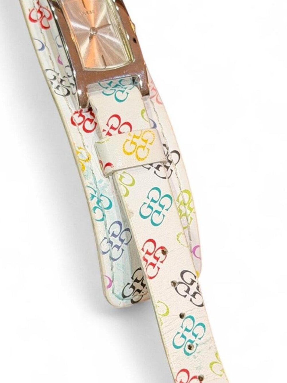 Guess Multicolor G Logo Leather Cuff Watch